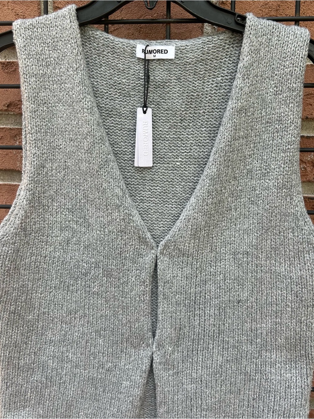 Rumored Light Gray V-Neck Knit Sweater Vest - Picture 2 of 3